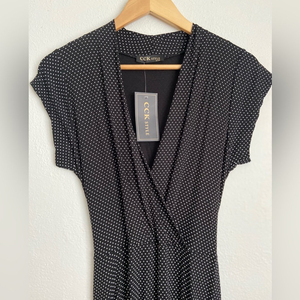 NEW w/tags Gorgeous Black & White Polkadot Wrap Dress by CCK Style Size M